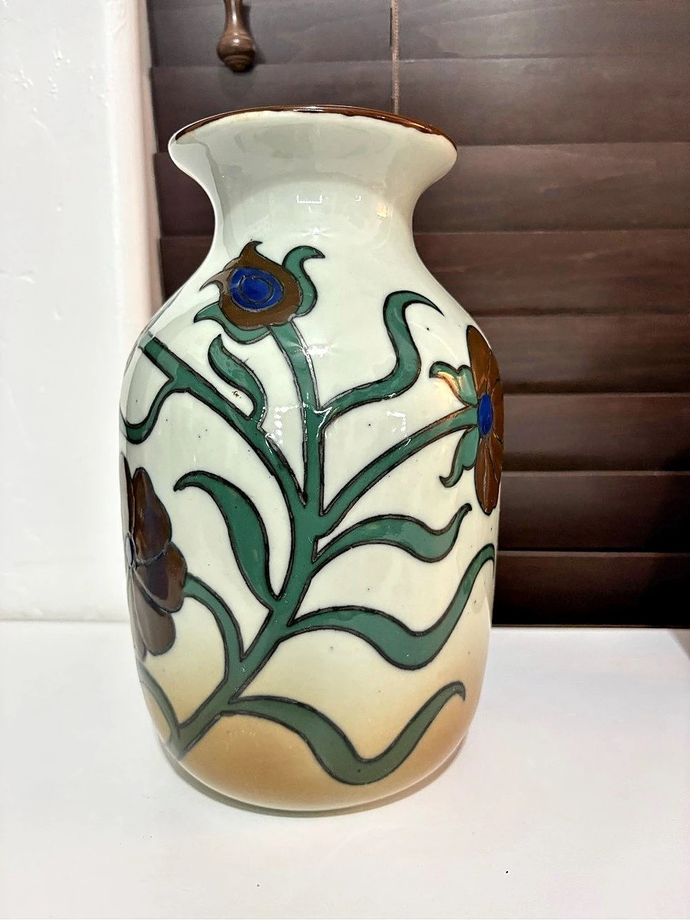Floral Cream & Brown Vase